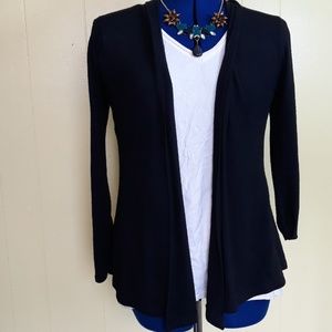 Black open front cardigan lace detail